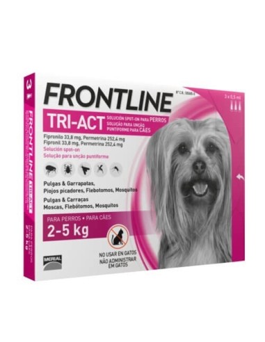 Pipetas antiparasitarias FRONT LINE tri act para perros de 2 a 5 kg 3 uds